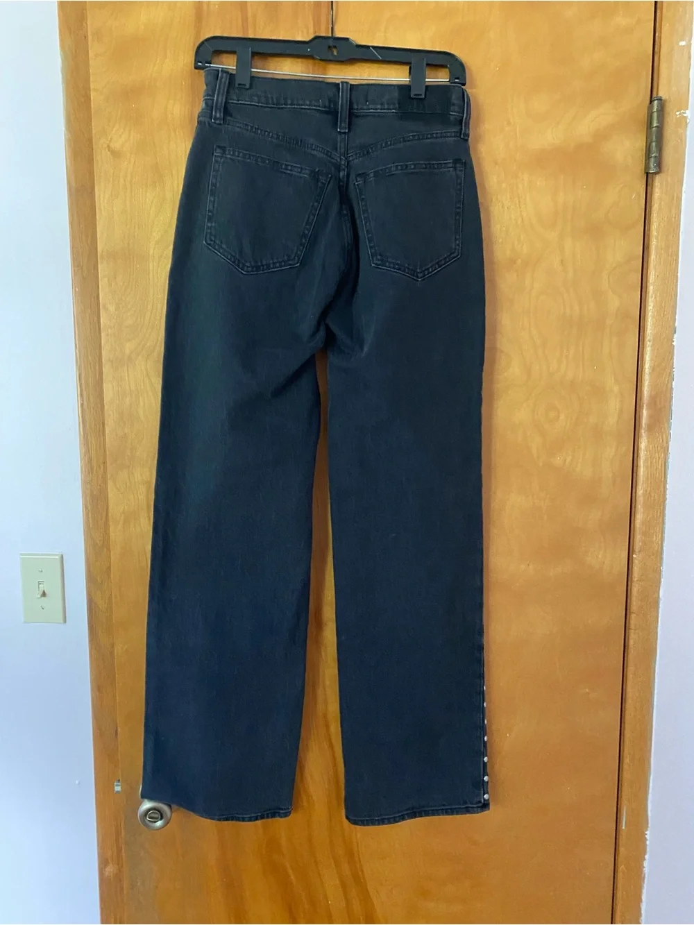 Abercrombie & Fitch Black Straight-Leg Jeans with Silver Stud Trim